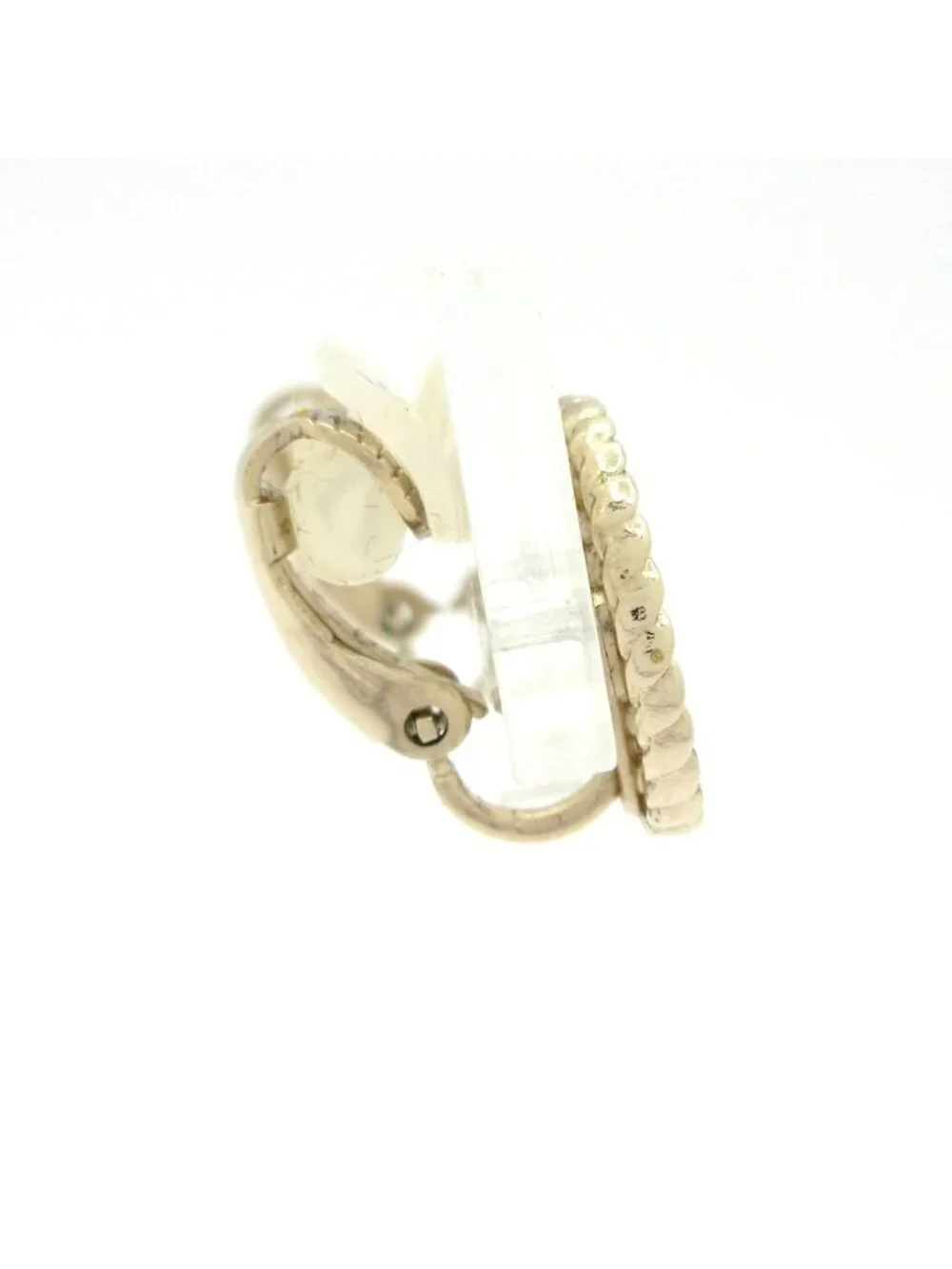 Chanel Earrings Gold White CC Logo